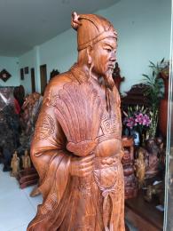 Tượng khổng minh, gỗ hương gia lai cao 80cm