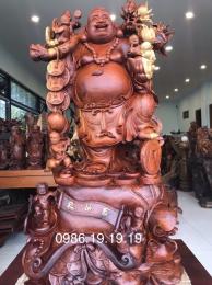 Tượng Di lặc Lục Phúc Gỗ Hương Đăklăk, Cao 1m28cm rộng 68cm sâu 58cm nặng 200kg