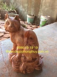 Tượng mèo gỗ phong thủy vip