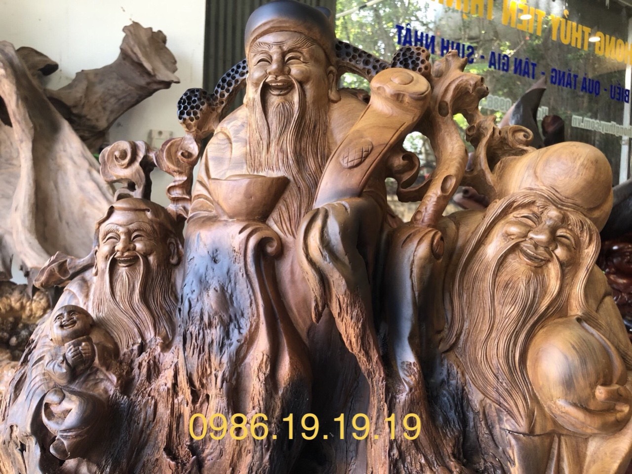 tượng tam đa gỗ bách xanh